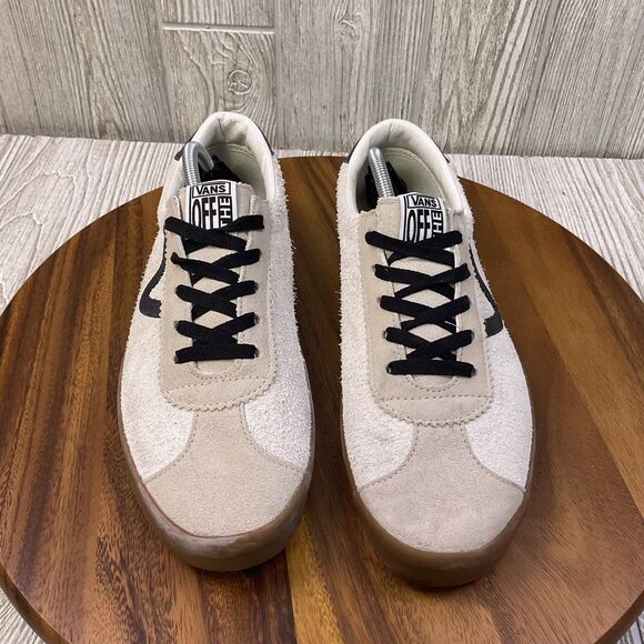 VANS Off The Wall Skater Shoe Pro Sport Low Sneaker Textured Leather Cream Black - Picture 3 of 11